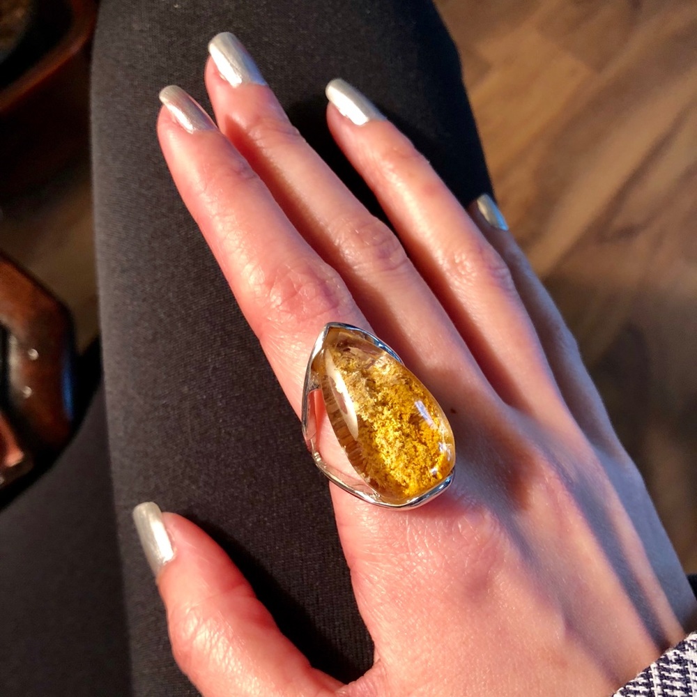 Golden Phantom quartz Ring ( Golden Garden quartz)